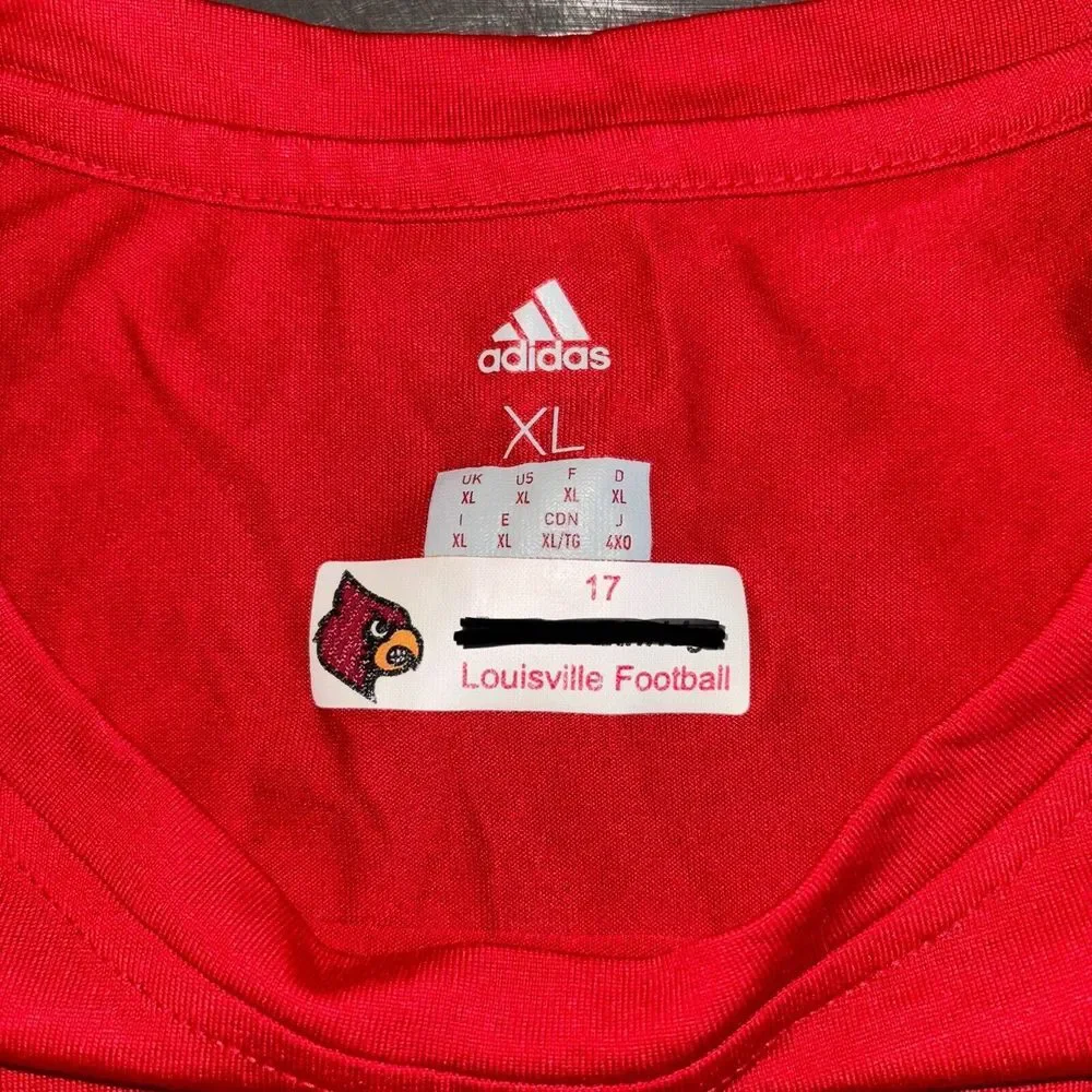 Louisville Cardinals Football GRIND #17 Team Issued Practice Shirt Adidas Men XL